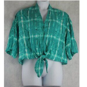 NWT INC International Concepts Women's Tie-Front 3/4 Sleeve Top, Ibiza, Large